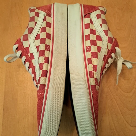 Vans Old Skool Red and White Checkerboard Canvas Sneakers Womens 8.5 Mens 7 - Picture 5 of 14